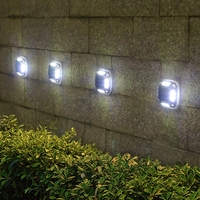 Lampa solara LED pentru gradina, Flippy, Set 4 Bucati, 8 LED-uri, Prindere de Perete / Impamantare, IP65, forma patrat, ABS si Policarbonat, 9 x 9 cm, baterie 1.2V, 600 mah, Alb Rece, Gri