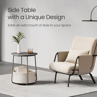 VASAGLE Masuta de cafea rotunda cu cos de stofa, stil modern, 45x50cm, gri
