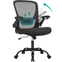 SONGMICS Scaun de birou ergonomic mesh, suport lombar reglabil, brate rabatabile, functie balans, 64x64x107 cm, negru