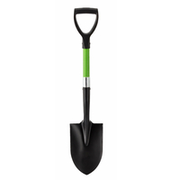 Lopata mini cu lama ascutita, maner fibra de sticla, cap metalic, 68 cm, maner tip D, verde si negru
