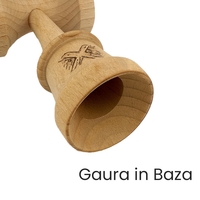 Kendama X Originala, Profesionala, Flippy, Cupe Mari KING SIZE V3, Rubber Grip, Gaura in Baza, Rulment Metalic, din lemn 18 cm, Ata 62/65 cm, Gradient Albastru deschis/Alb/Negru