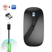 Mouse Wireless Reincarcabil, Vafy, Compatibil Windows/macOS, Bluetooth 5.1 + 2.4GHz, Silentios, DPI 800/1200/1600, Negru
