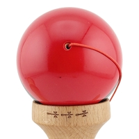 Kendama X Originala, Profesionala, Flippy, Big Cups V2, Super Sticky cu Cupe Mari, Rulment Metalic, din lemn 18 cm, Ata 55 cm, Rosu/Negru/Galben