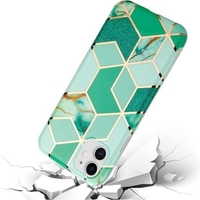 Husa protectie Vafy compatibila cu Samsung Galaxy A32 Soft IMD TPU Marble Geometric Verde