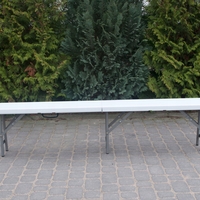 Banca pliabila pentru gradina sau catering, HDPDE, 180x24x42cm, alb
