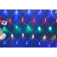 Sectiune Instalatie de Craciun Vafy, Tip Plasa, 120 LED-uri, 1.5 x 1.5 m, 8 jocuri de lumini, Interconectabila, Fir transparent, Multicolor