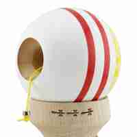 Kendama X Originala CHICANOS, Profesionala, Flippy, Cupe Mari KING SIZE V3, Super Sticky, Gaura in Baza, Rulment Metalic, din lemn 18 cm, Ata 62/65 cm, Galben/Alb