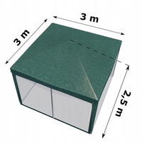 Pavilion cu plasa anti-insecte si fermoar, patrat, 3x3m, Verde