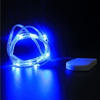 Instalatie Craciun, 2 metri, 20 LED-uri, albastru, cu baterii, fir cupru, liniar, interior/exterior, Vafy