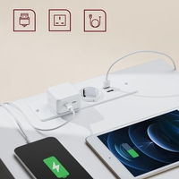 VASAGLE Set de 2 noptiere, cu sertare, 2 prize si 2 USB, 35x40x59 cm, alb