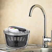Uscator Manual pentru Salata si Verdeturi, Flippy, Plastic, 16x15x21 cm, Capacitate 3L, Negru