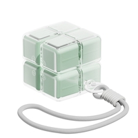 Cutie pentru Medicamente, Vafy, Model Rubik' Cube, cu Curea de Agatare, Dozator Portabil de Medicamente, Dispenser Pastile, estimat pentru 7 zile, 7.3 x 6 x 6 cm, Verde deschis