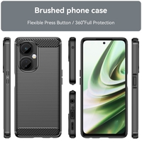Husa Protectie pentru OnePlus Nord CE2 Lite 5G, Vafy, din Silicon TPU Moale, Textura Periat, Anti Cadere, cu Element Carbon, Negru