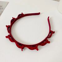 Bentita de Par pentru Femei, Flippy, Agrafa Stil Coreean, Accesoriu pentru Par cu Textura MultiStrat, 13 x 11.5 cm, Rosu