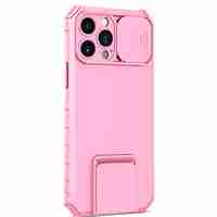 Husa Defender cu Stand pentru iPhone 13 Pro, Roz, Suport reglabil, Antisoc, Protectie glisanta pentru camera, Vafy