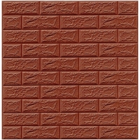 Set 10 Placi Tapet 3D, Flippy, 35 x 38 cm, Grosime 3 mm, din Polietilena, Model Caramida, Suprafata acoperita 1.33 mp, Maro