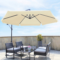 Umbrela gradina tip banana cu mecanism inclinare, impermeabila, diametru 300 cm, husa inclusa, bej