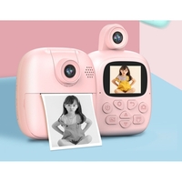 Camera Instantanee pentru Copii, Flippy, Camera Frontala + Selfie, cu Functie de Printare, Cablu USB-C, Bluetooth, Compatibil iOS/Android, Imprimare APP, Model Bunny, Roz