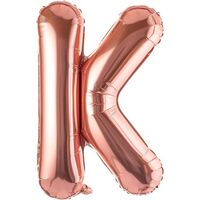 Balon Folie Metalizata Litera K, Flippy, 100 cm, Umflati cu Heliu sau Aer, Ambalaj Individual, Pai inclus, Rose Gold