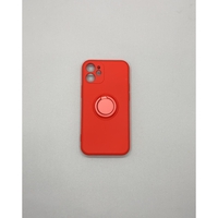 Husa protectie Vafy compatibila cu Apple iPhone 12 Liquid Silicone Ring cu suport rotativ Rosu