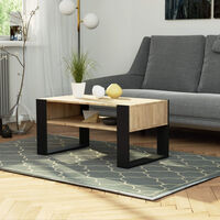 Masuta de cafea Domi cu raft inferior, blat laminat, 92x50x45 cm, stejar sonoma si negru