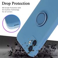 Husa protectie Vafy compatibila cu Samsung A32 5G Liquid Silicone Ring cu suport rotativ Albastru deschis