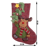 Ciorap Cadouri, Flippy, cu model ren, rosu, marimea 20x45 cm, textil, interior