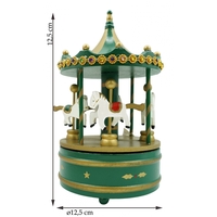 Cutiuta muzicala decorata de Craciun, Carusel rotativ, Verde, din Lemn, Interior, Flippy