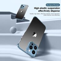 Husa Metalica Edgeless Compatibila cu iPhone 16 Pro, Vafy, Protectie pentru Colturi si Camera, Aliaj Aluminiu, Antisoc, Antizgariere, Albastru
