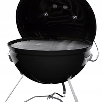 Gratar rotund, din otel, cu suport cromat, tava din inox, 43x37cm, negru