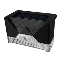 Set 4 Aplice Solare, Flippy, Lumina LED-uri, IP65, din ABS+PC, 8-10 h Iluminare, Baterie 1.2 V 600 mAh, Montare pe Trepte/Borduri, Lumina Alb Cald, 7.9 x 5 cm, Negru