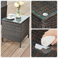 SONGMICS Set mobilier gradina cu 2 locuri, 2 scaune si masa cu sticla, ratan PE, maro
