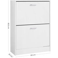 VASAGLE Dulap pantofi cu 2 usi rabatabile, din MDF, pentru 8-12 perechi, 60x24x84cm, alb