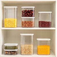 Cutie de Depozitare Alimente, Flippy, 1L, Capac Alb, din ABS+Silicon, 14.5 x 9 x 11.3 cm, Transparent