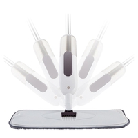 Mop plat, Flippy, cu pulverizator, pentru uz casnic, plastic, rezerva de mop din microfibra, 125x40 cm, Alb/Mov