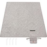 SONGMICS Patura picnic impermeabila 300x200 cm, cu ancore de fixare, pliabila, lavabila, multistrat, kaki cu model tropical