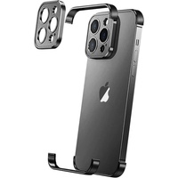 Husa Metalica Edgeless Compatibila cu iPhone 16, Vafy, Protectie pentru Colturi si Camera, Aliaj Aluminiu, Antisoc, Antizgariere, Negru