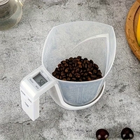 Cantar de Bucatarie 2 in 1, Vafy, Model Electronic, Tip Cana Gradata cu Masurare, pentru Lichide si Solide, Display Automat, 21.5 x 14.3 x 15 cm, Alb