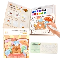 Carte de Colorat cu Acuarela, Flippy, Model Capibara, 20 Foi de Carton 200 gr, 12 Culori, 1 Pensula, 15.7 x 18.8 x 1.8 cm, Maro