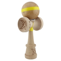 Kendama X Originala, Profesionala, Flippy, Super Sticky, Cupe Mari KING SIZE V3, Gaura in Baza, Rulment Metalic, din lemn 18 cm, Ata 62/65 cm, Original Galben