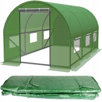 Folie armata pentru sera gradina 300x200 cm, verde, PE 140g/m², UV4, cu ferestre si usa cu fermoar