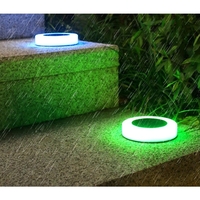 Set 4 Lampi Solare Led pentru Gradina, Flippy, Model Cerc, 10.5 x 2.4 cm, Buton On-Off, Multicolor, Negru/Alb