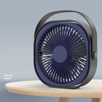 Mini ventilator pentru birou cu usb, Vafy, rotire 360 grade, 3 viteze, 1500 mA, 13.5 x 12,8, Albastru