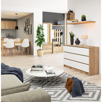 Comoda cu 6 sertare, PAL laminat, 120x40x77 cm, stejar sonoma si alb mat