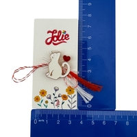 Martisor pentru copii, Jolie, Material Metal, Ambalaj Carton cu Design, Dimensiune Brosa Aproximativ 2x2 cm, Multicolor, Model Pisica