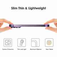Husa Metalica Edgeless Compatibila cu iPhone 16 Pro, Vafy, Protectie pentru Colturi si Camera, Aliaj Aluminiu, Antisoc, Antizgariere, Mov