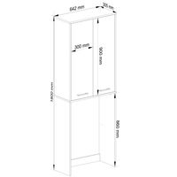 Dulap de baie cu 2 usi si 4 rafturi, pentru spatiul de deasupra masinii de spalat, 64x30x180 cm, stejar sonoma si alb