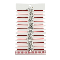 Martisor Bratara Elastica cu Pandantiv din Inox, Jolie, pentru Dama, Set 12 bucati, Snur Rosu Textil, Model Pomul Vietii