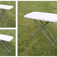 Masa pliabila 76x50 cm, inaltime reglabila 36-71 cm, pentru terasa, gradina sau camping, HDPE alb