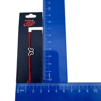 Martisor Bratara din Inox pentru Copii, Jolie, Textil si Inox, Snur Rosu, Model Fluture Gol, Argintiu